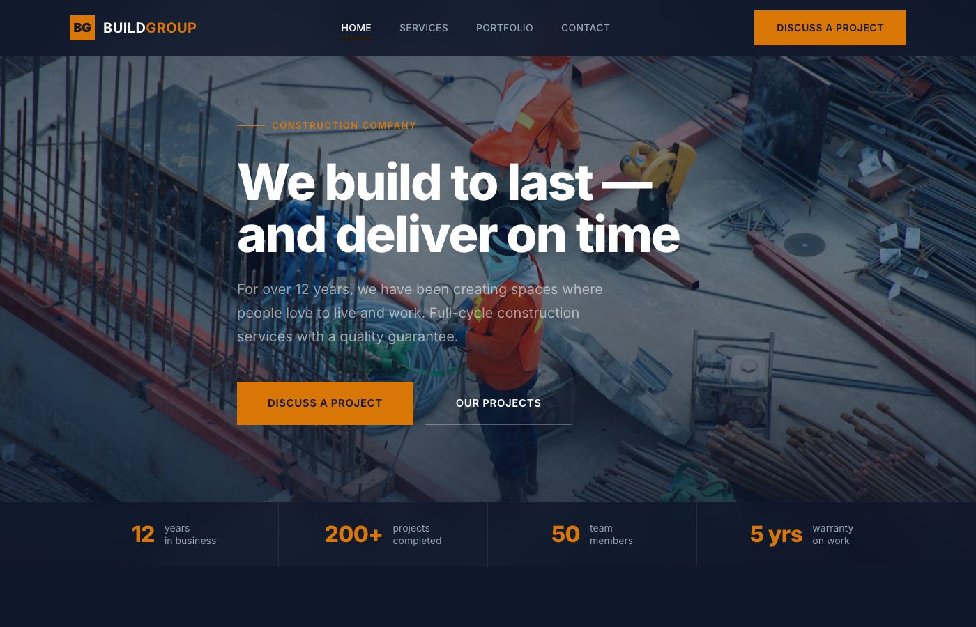 Construction company — multi-page site